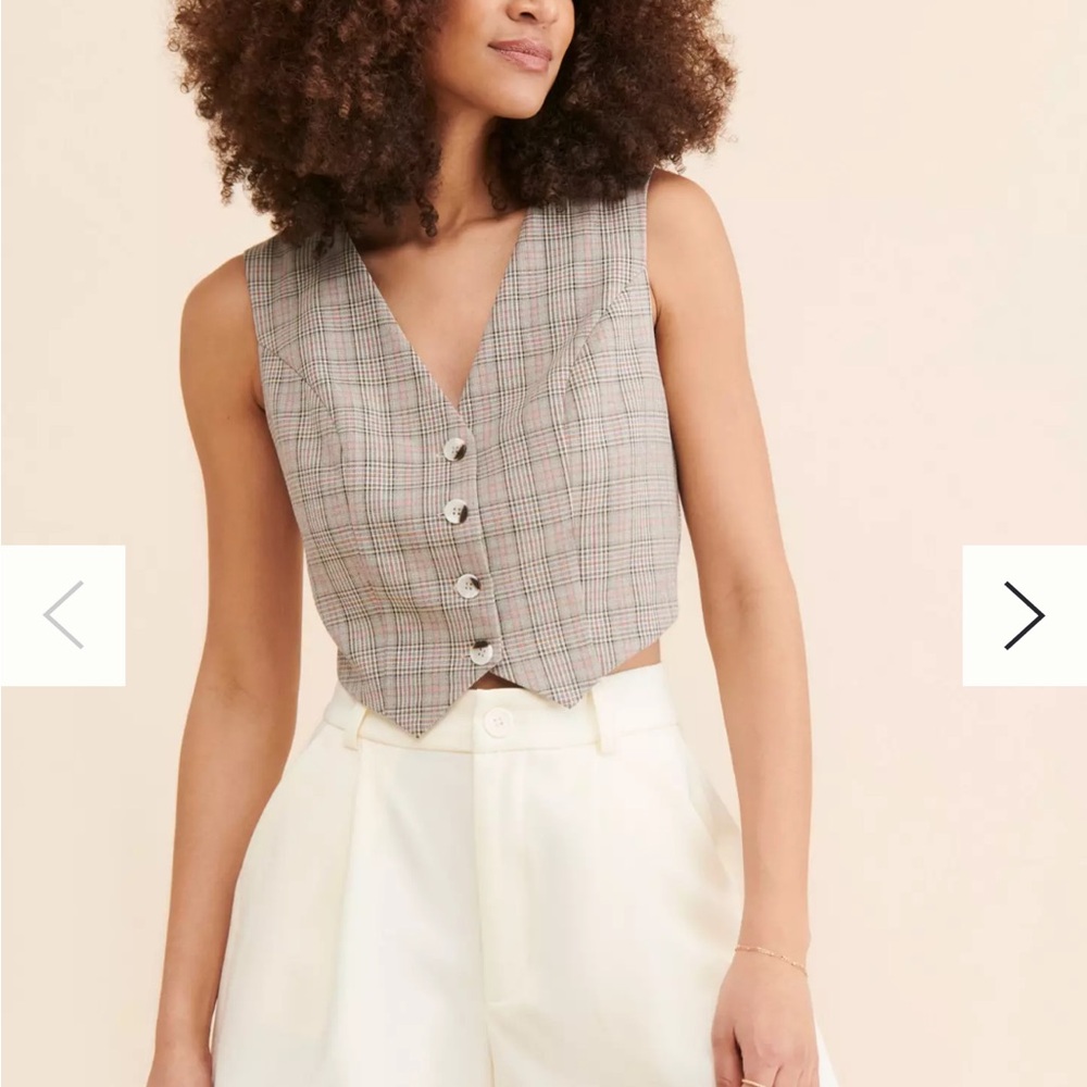 Corey Lynn Calter Plaid Menswear Vest L Anthropologie